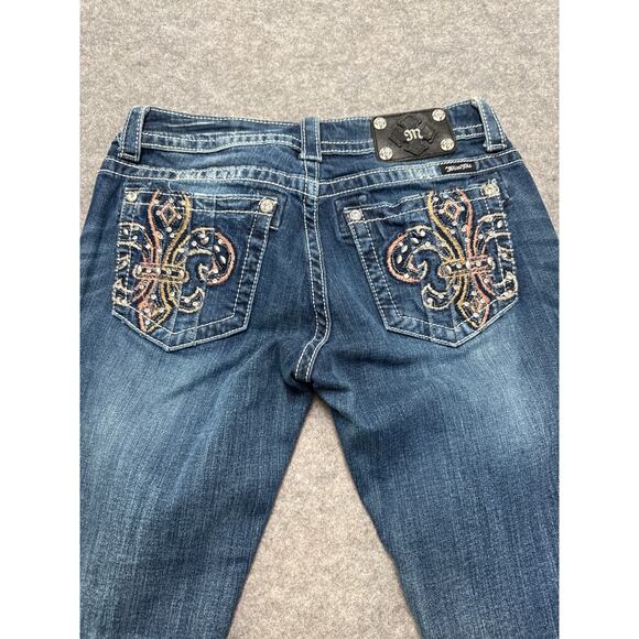 Miss Me JP536054 Skinny Jeans Women’s 31 Distressed Embellished Fleur-de-Lis - Picture 8 of 8